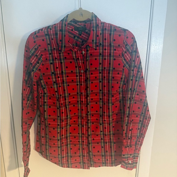 J. Crew Red and Black Plaid Button Down Shirt - Picture 4 of 7